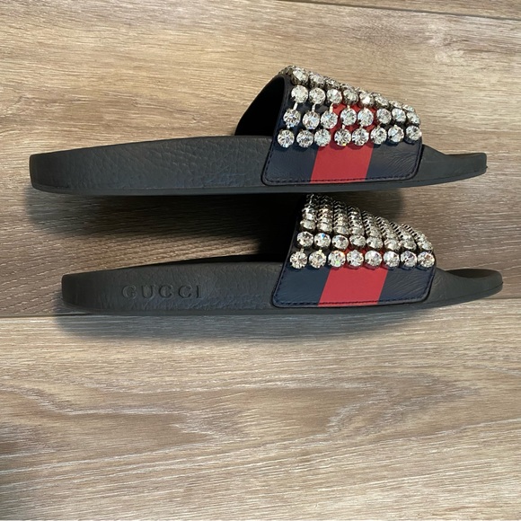 Gucci Black Crystal-embellished Slides - Picture 4 of 8